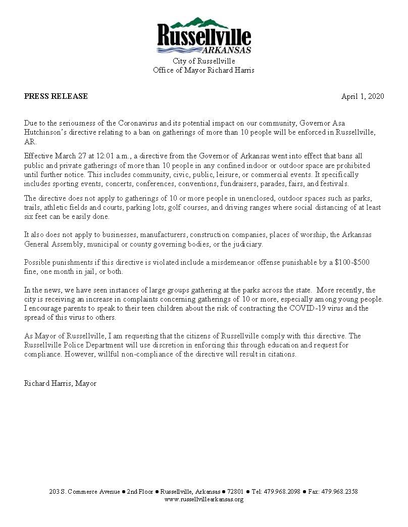 Press Release- COVID-19 4.1.2020